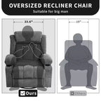 Fauteuil inclinable, pivotant à 360° et à bascule GustoWave en tissu, avec fonctions chauffante et massante, et extra large, pour adultes