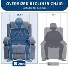 Fauteuil inclinable, pivotant à 360° et à bascule GustoWave en tissu, avec fonctions chauffante et massante, et extra large, pour adultes