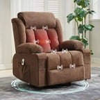 Fauteuil inclinable, pivotant à 360° et à bascule GustoWave en tissu, avec fonctions chauffante et massante, et extra large, pour adultes