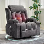 Fauteuil inclinable, pivotant à 360° et à bascule GustoWave en tissu, avec fonctions chauffante et massante, et extra large, pour adultes
