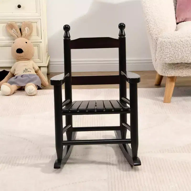 Fauteuil à bascule Whisen Kids, conception robuste en bois dur avec dossier à lattes, sûr et confortable, facile à assembler