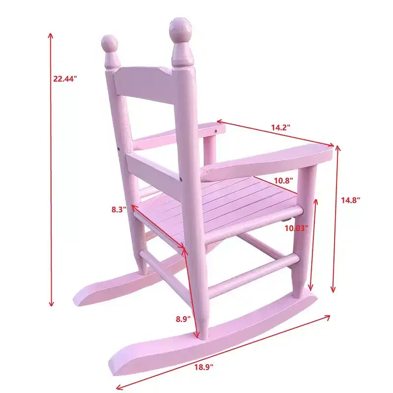 Fauteuil à bascule Whisen Kids, conception robuste en bois dur avec dossier à lattes, sûr et confortable, facile à assembler