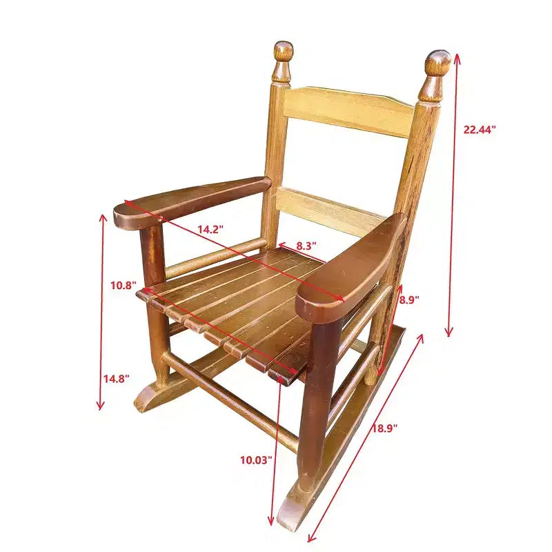 Fauteuil à bascule Whisen Kids, conception robuste en bois dur avec dossier à lattes, sûr et confortable, facile à assembler