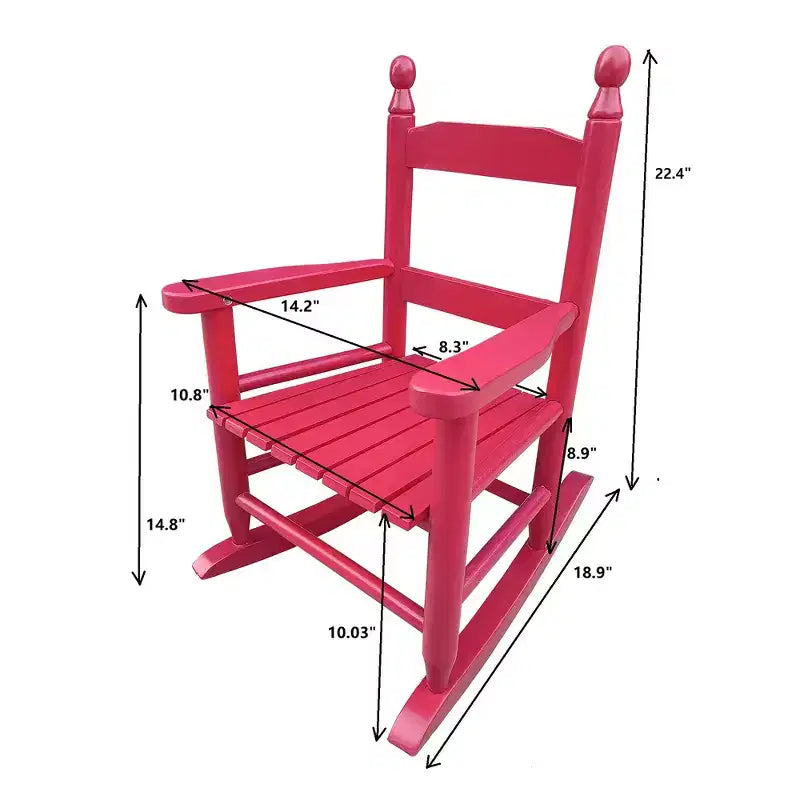 Fauteuil à bascule Whisen Kids, conception robuste en bois dur avec dossier à lattes, sûr et confortable, facile à assembler