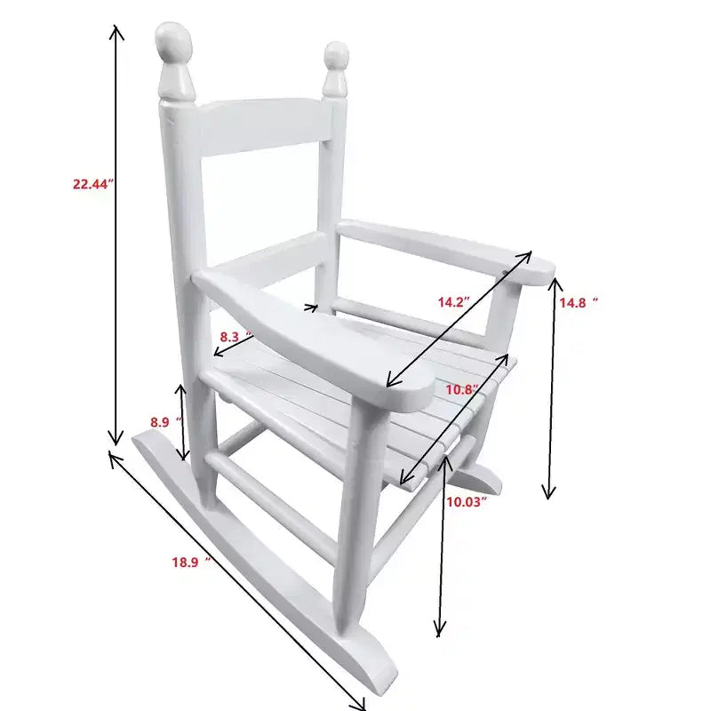 Fauteuil à bascule Whisen Kids, conception robuste en bois dur avec dossier à lattes, sûr et confortable, facile à assembler