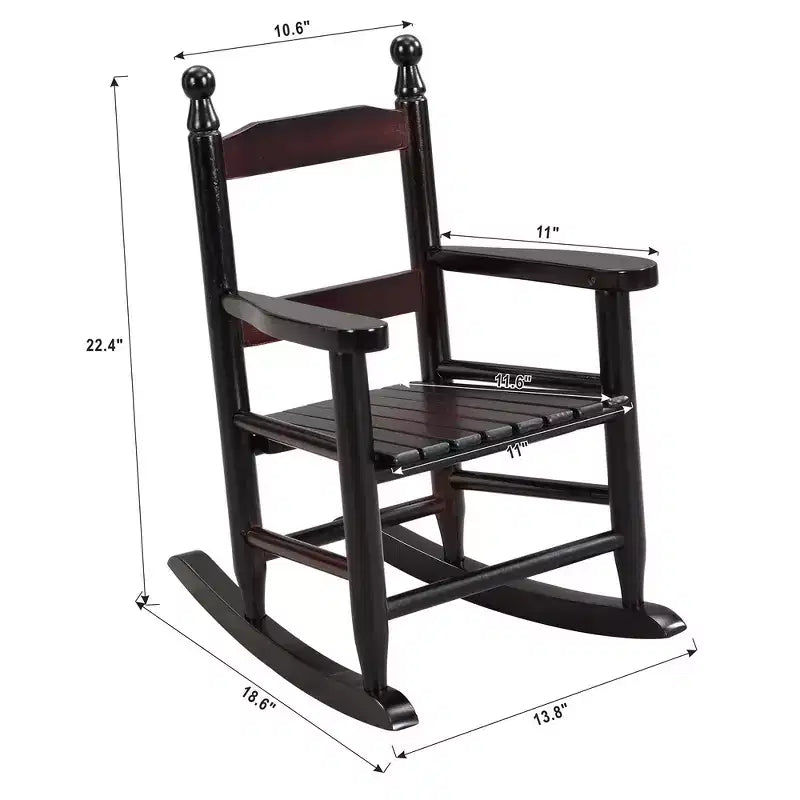 Fauteuil à bascule Whisen Kids, conception robuste en bois dur avec dossier à lattes, sûr et confortable, facile à assembler