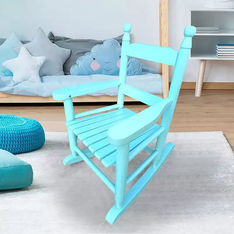 Fauteuil à bascule Whisen Kids, conception robuste en bois dur avec dossier à lattes, sûr et confortable, facile à assembler