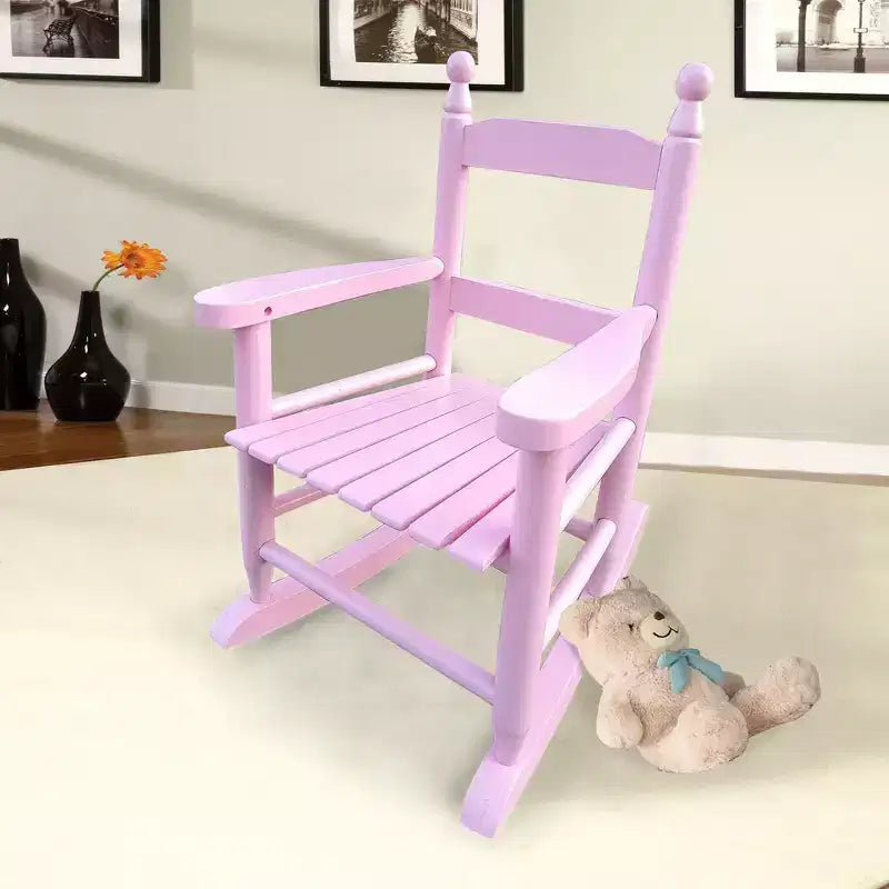 Fauteuil à bascule Whisen Kids, conception robuste en bois dur avec dossier à lattes, sûr et confortable, facile à assembler