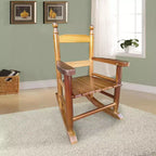 Fauteuil à bascule Whisen Kids, conception robuste en bois dur avec dossier à lattes, sûr et confortable, facile à assembler