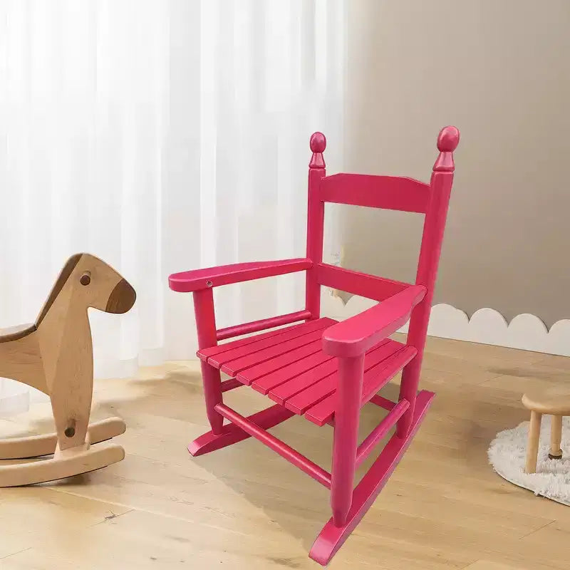 Fauteuil à bascule Whisen Kids, conception robuste en bois dur avec dossier à lattes, sûr et confortable, facile à assembler