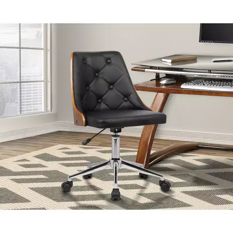 HomeStock Fauteuils de bureau pivotants avec siège en similicuir blanc et hauteur réglable de 38 po