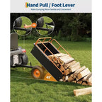 Remorque Lourd de VTT Benne Basculante en Acier, 340 kg (750 livres) 0,42 m³ (15 pieds cubes), Utilitaire de Jardin avec Côtés Amovibles pour Tracteur Tondeuse Autoportée