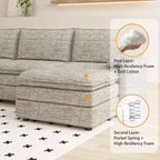 Canapé modulaire 108 XL, sectionnel moderne à assise profonde en chenille en forme de L pour 4 avec pouf amovible, canapé modulable polyvalent pour salon