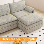Canapé modulaire 108 XL, sectionnel moderne à assise profonde en chenille en forme de L pour 4 avec pouf amovible, canapé modulable polyvalent pour salon