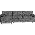 Canapé modulaire 108 XL, sectionnel moderne à assise profonde en chenille en forme de L pour 4 avec pouf amovible, canapé modulable polyvalent pour salon
