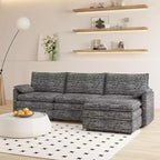 Canapé modulaire 108 XL, sectionnel moderne à assise profonde en chenille en forme de L pour 4 avec pouf amovible, canapé modulable polyvalent pour salon