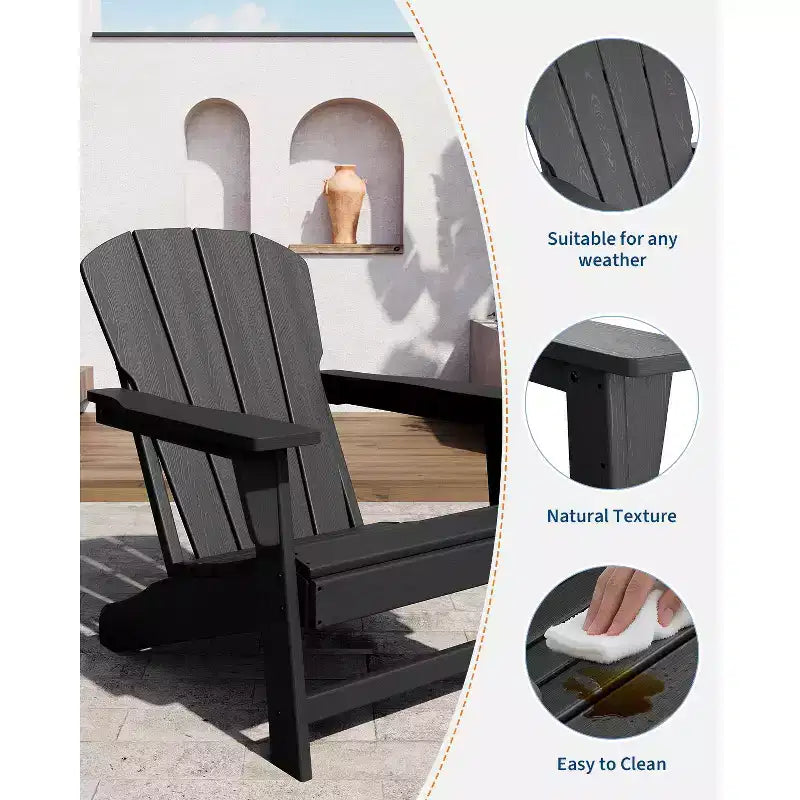 Chaise Adirondack COZONY, Chaise d'extérieur en PEHD avec capacité de charge élevée, Chaise de patio résistante aux intempéries pour pelouse et jardin