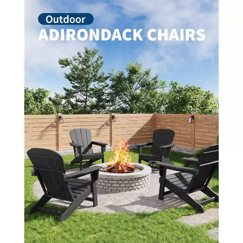 Chaise Adirondack COZONY, Chaise d'extérieur en PEHD avec capacité de charge élevée, Chaise de patio résistante aux intempéries pour pelouse et jardin