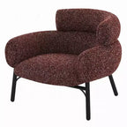 Fauteuil Royal Hampton, dossier incurvé, tissu tweed rouge marron, pieds en métal noir
