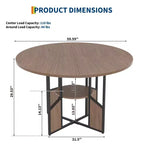 Table de salle à manger ronde en bois de 59 pouces pour 4 à 6 personnes, avec base et pieds réglables. Style ferme, peu encombrante, adaptée au salon.