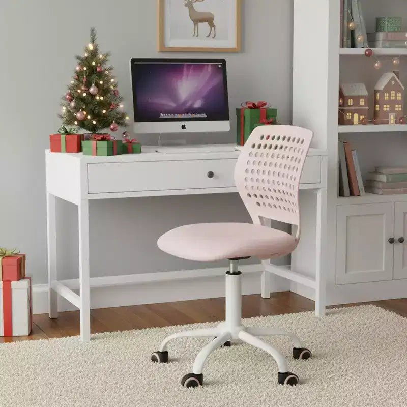 Chaise de bureau pivotante pour enfants Homy Casa avec siège rembourré et roulettes