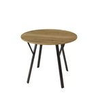 Table à manger ronde Homy Casa 35.4, plateau aspect bois, pieds en métal noir, 2 à 4 places