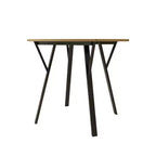 Table à manger ronde Homy Casa 35.4, plateau aspect bois, pieds en métal noir, 2 à 4 places