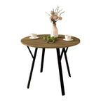 Table à manger ronde Homy Casa 35.4, plateau aspect bois, pieds en métal noir, 2 à 4 places