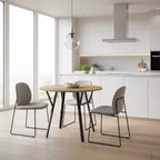 Table à manger ronde Homy Casa 35.4, plateau aspect bois, pieds en métal noir, 2 à 4 places