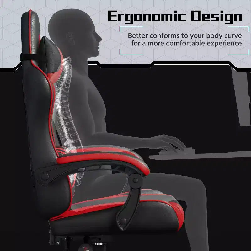 Chaise de jeu ergonomique Yaheetech en cuir PU, chaise de bureau exécutive avec accoudoirs rembourrés