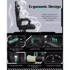 Chaise de jeu ergonomique Yaheetech en cuir PU, chaise de bureau exécutive avec accoudoirs rembourrés