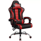 Chaise de jeu ergonomique Yaheetech en cuir PU, chaise de bureau exécutive avec accoudoirs rembourrés