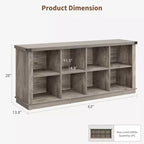 Étagère à 8 niveaux, longue étagère de rangement horizontale en bois, adaptée aux salons, aux entrées ou aux bureaux, robuste et durable.