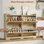 Meuble à chaussures en rotin avec 4 tiroirs basculants, meuble de rangement à chaussures dissimulé