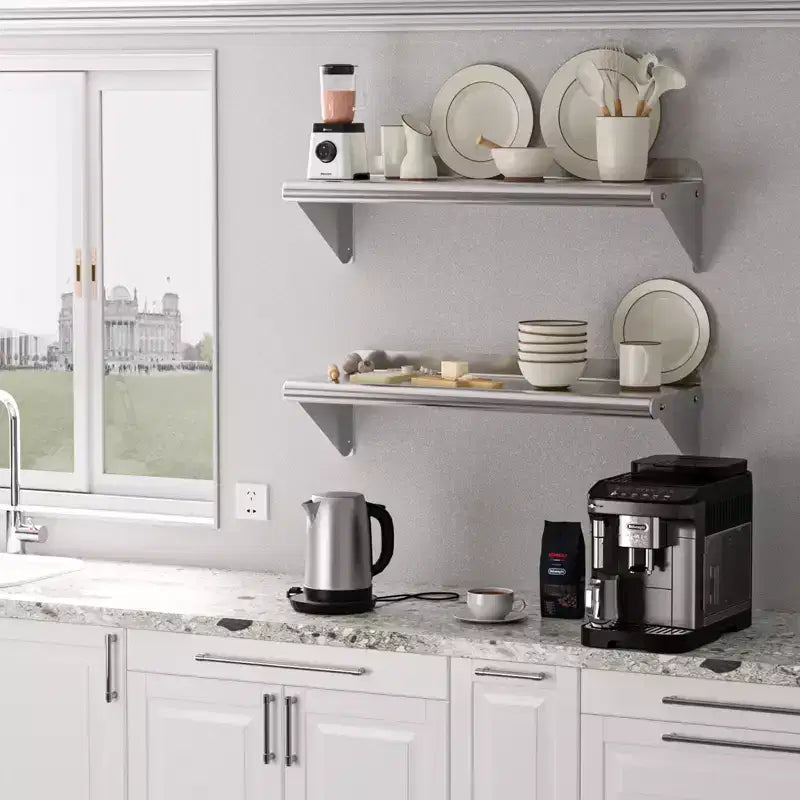 Étagère murale en acier inoxydable COZONY, étagère murale de qualité commerciale NSF avec surface plane pour cuisine, restaurant et usage domestique