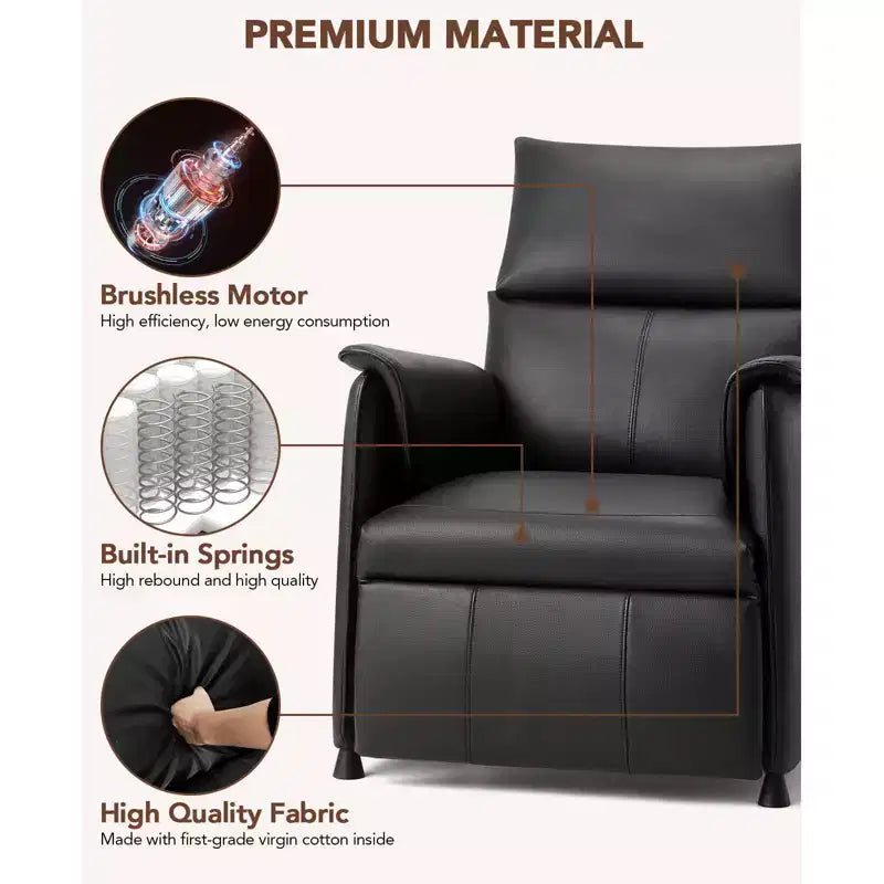 Canapé simple, fauteuil inclinable avec fonction mémoire, cuir PU, siège de cinéma maison, adapté au salon et au bureau.