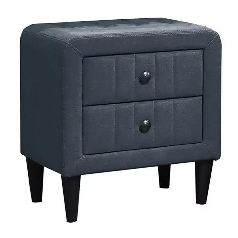 Table de chevet Royal Hampton, 2 tiroirs, 56 cm, recouverte de lin gris anthracite