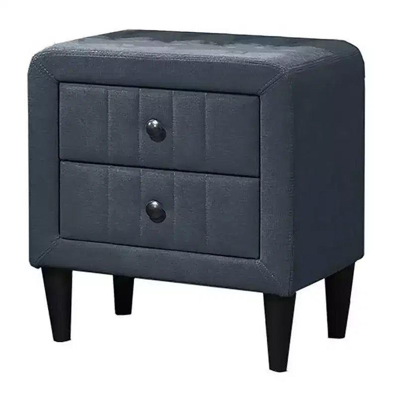 Table de chevet Royal Hampton, 2 tiroirs, 56 cm, recouverte de lin gris anthracite