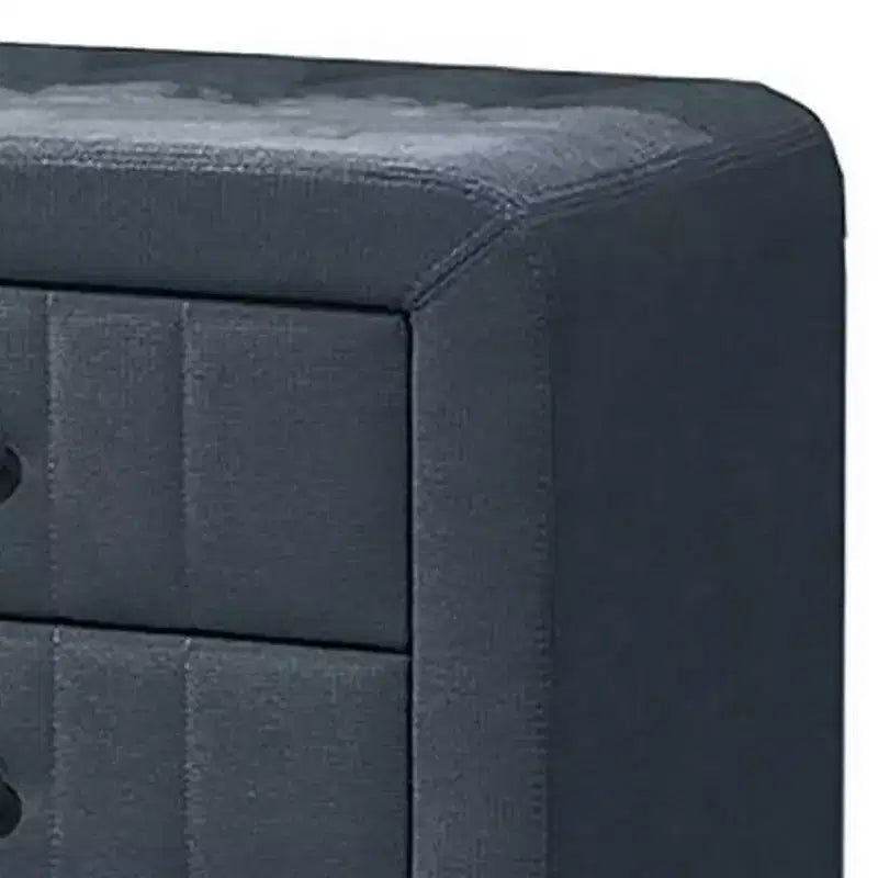 Table de chevet Royal Hampton, 2 tiroirs, 56 cm, recouverte de lin gris anthracite