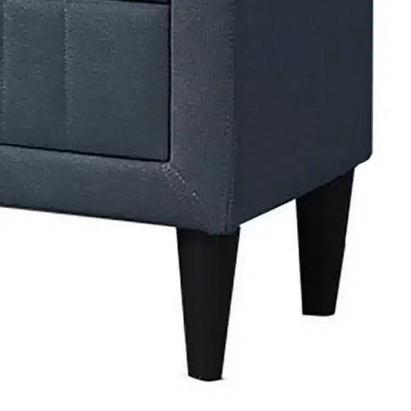 Table de chevet Royal Hampton, 2 tiroirs, 56 cm, recouverte de lin gris anthracite