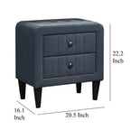 Table de chevet Royal Hampton, 2 tiroirs, 56 cm, recouverte de lin gris anthracite