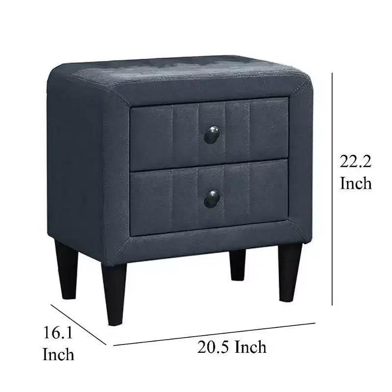 Table de chevet Royal Hampton, 2 tiroirs, 56 cm, recouverte de lin gris anthracite