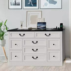 Commode de ferme 9 tiroirs avec station de recharge et poignée en métal, meuble TV en bois avec commodes