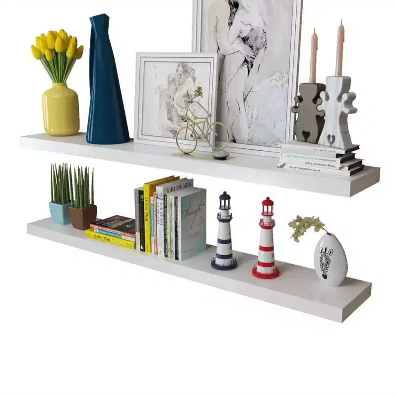 Lot de 4 étagères murales en MDF blanc 120 cm Montage mural