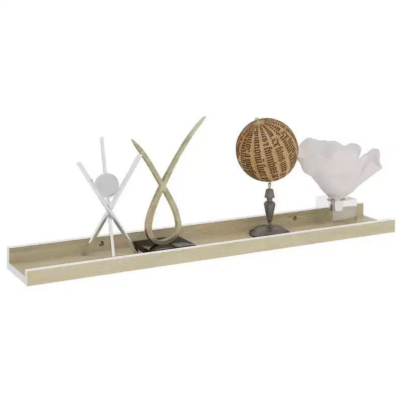 Lot de 2 étagères murales MDF blanc et chêne sonoma 60 cm de long