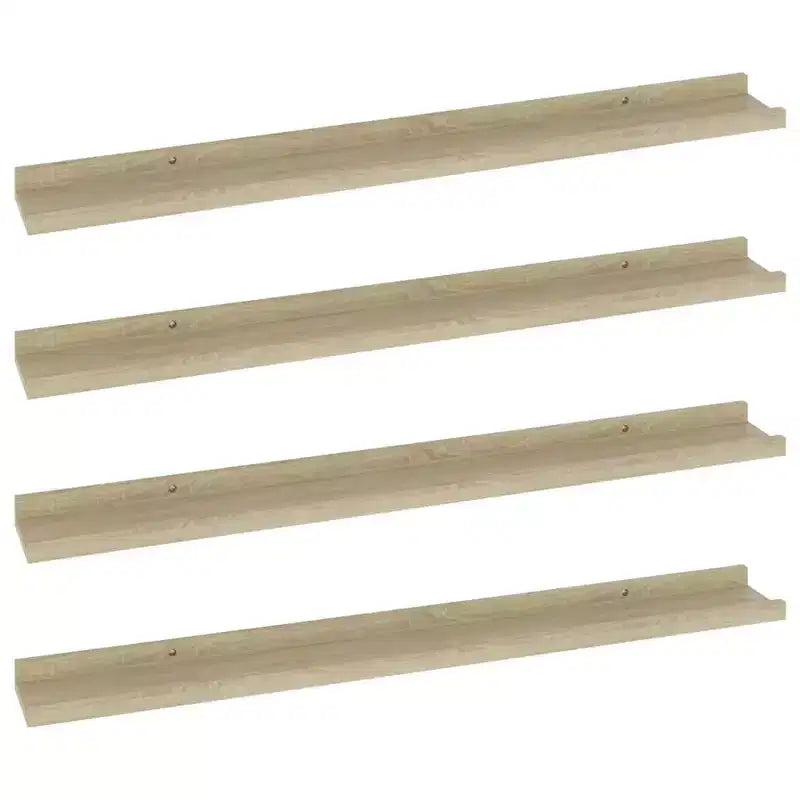 Lot de 4 étagères murales en MDF coloris chêne Sonoma 80 x 9 x 3 cm