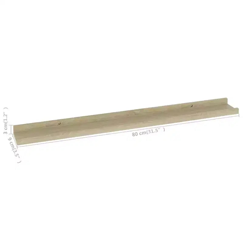 Lot de 4 étagères murales en MDF coloris chêne Sonoma 80 x 9 x 3 cm