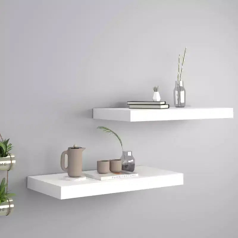 Wall Shelf Set of 2 White Honeycomb MDF, metal Medium