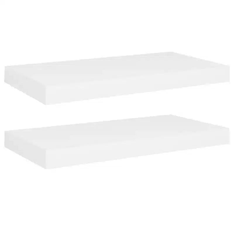 Lot de 2 étagères murales hexagonales en MDF blanc et métal, moyennes
