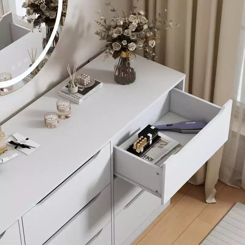 Commode de rangement moderne en bois Theo 63 GDFStudio à 9 tiroirs